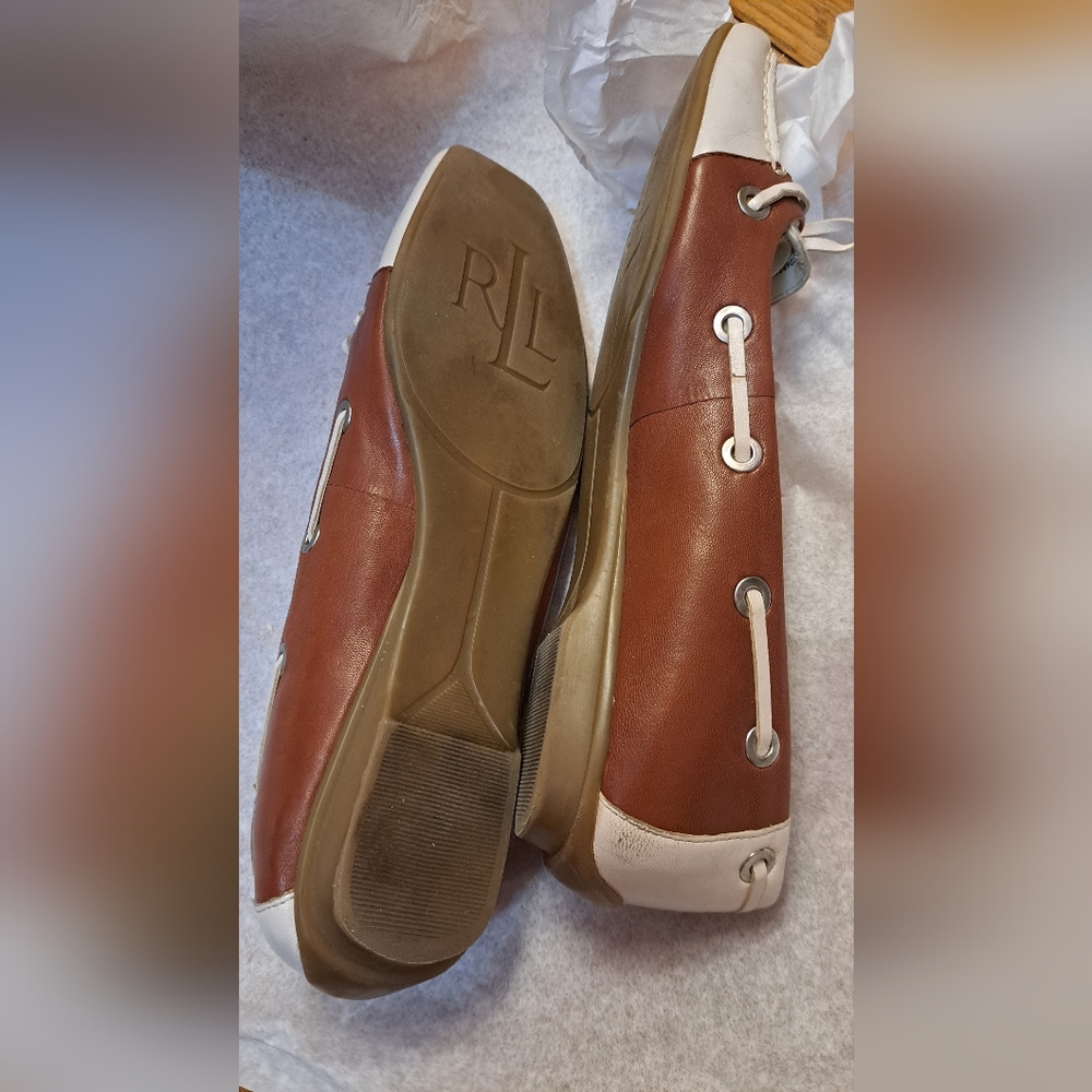 Ralph Lauren Women's Leather Loafers - Cream and Brown Size 9 Medium - Picture 8 of 15